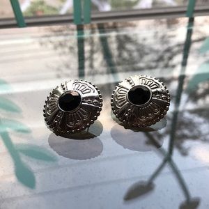 💕2 for 10$💕Silver and black large earrings
